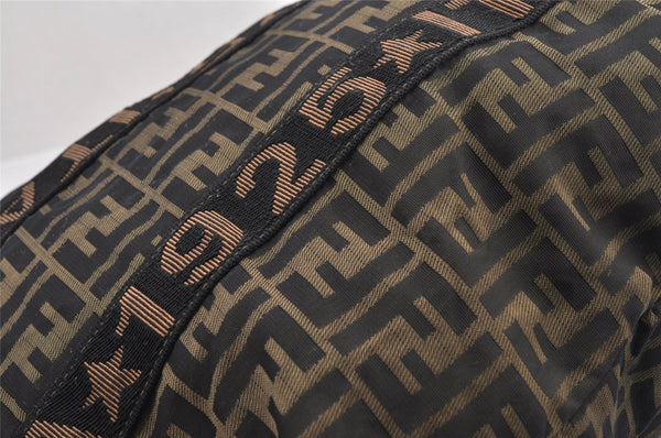 Authentic FENDI Zucca Vintage Tote Hand Bag Nylon Leather Brown Black 5638I