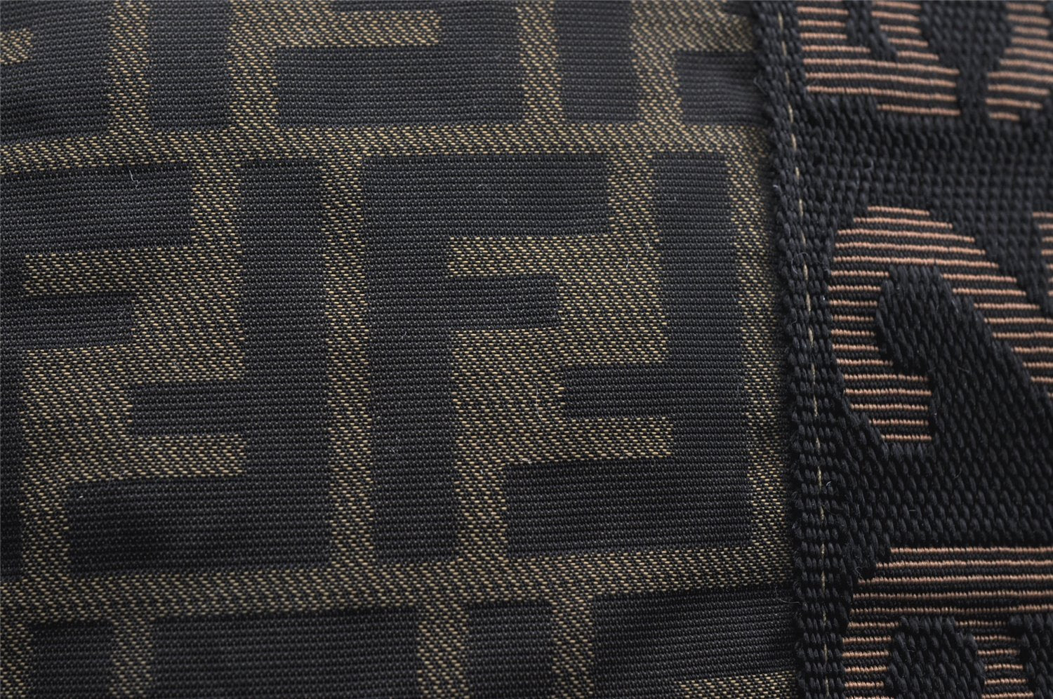 Authentic FENDI Zucca Vintage Tote Hand Bag Nylon Leather Brown Black 5638I