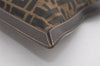 Authentic FENDI Zucca Clutch Hand Bag Purse Nylon Leather Brown Black 5639I