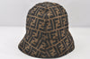 Authentic FENDI Vintage Zucca Bucket Hat Canvas Brown 5641K