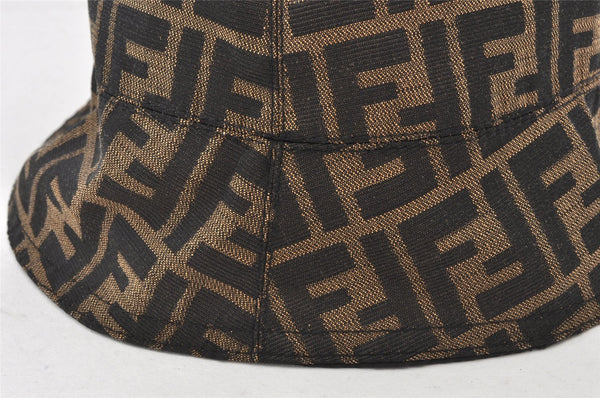 Authentic FENDI Vintage Zucca Bucket Hat Canvas Brown 5641K