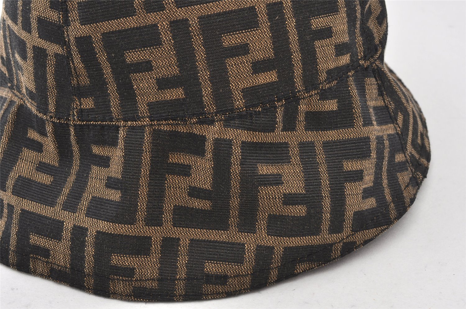 Authentic FENDI Vintage Zucca Bucket Hat Canvas Brown 5641K