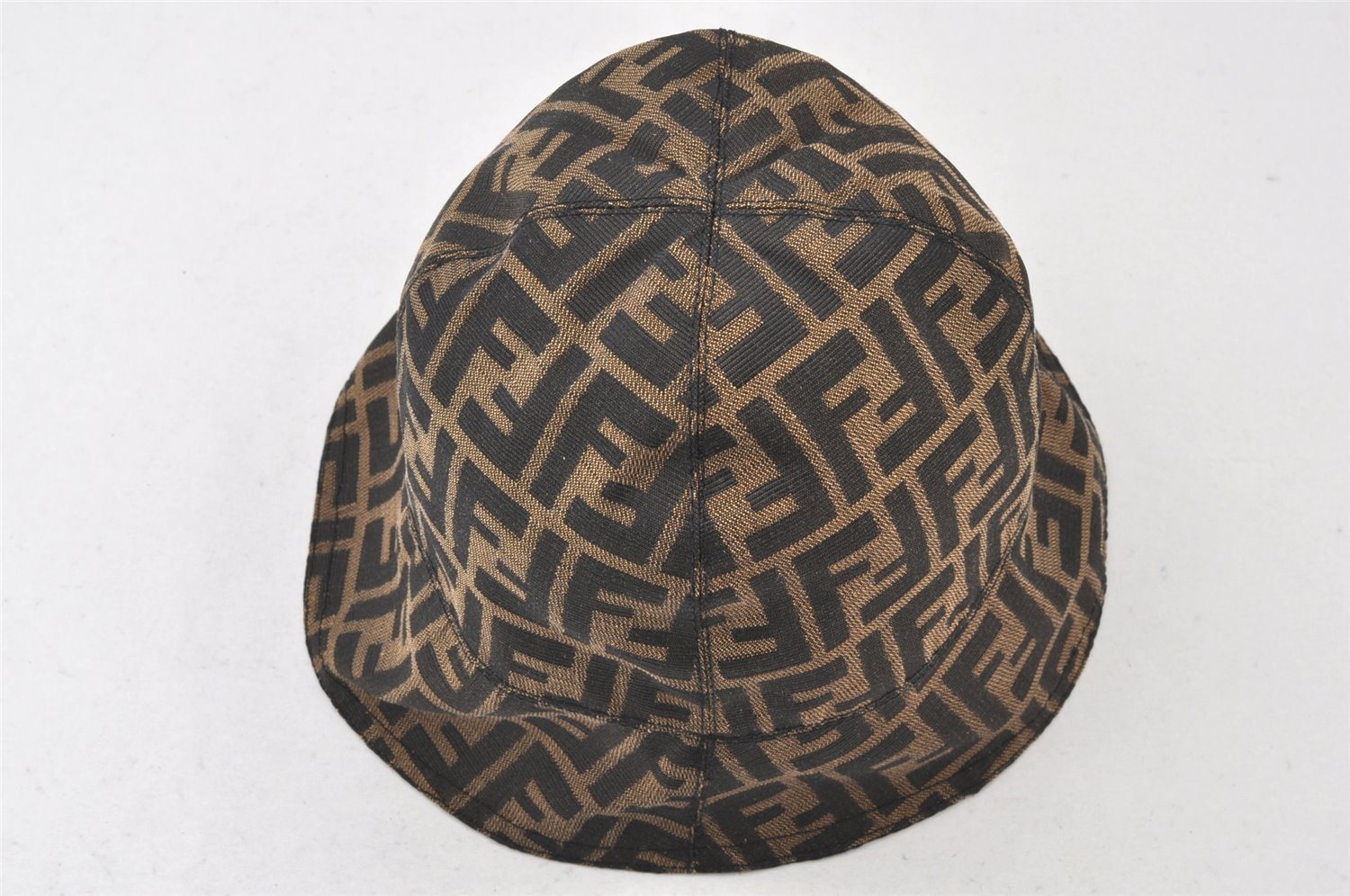 Authentic FENDI Vintage Zucca Bucket Hat Canvas Brown 5641K