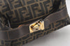 Authentic FENDI Vintage Zucca Hand Bag Purse Canvas Leather Brown 5646K