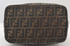 Authentic FENDI Vintage Zucca Hand Bag Purse Canvas Leather Brown 5646K