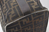 Authentic FENDI Vintage Zucca Hand Bag Purse Canvas Leather Brown 5646K