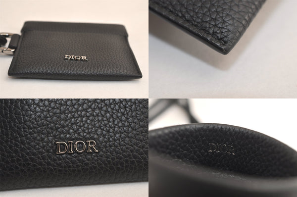 Authentic Christian Dior Shoulder Cross Coin Case Purse Leather Black CD 5648M