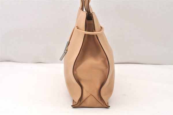 Authentic GUCCI Vintage Shoulder Tote Drawstring Bag Leather 01702 Beige 5649K
