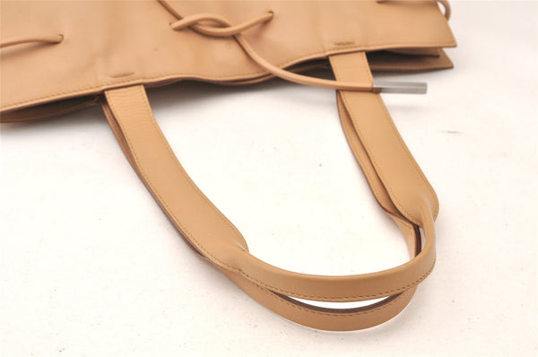 Authentic GUCCI Vintage Shoulder Tote Drawstring Bag Leather 01702 Beige 5649K