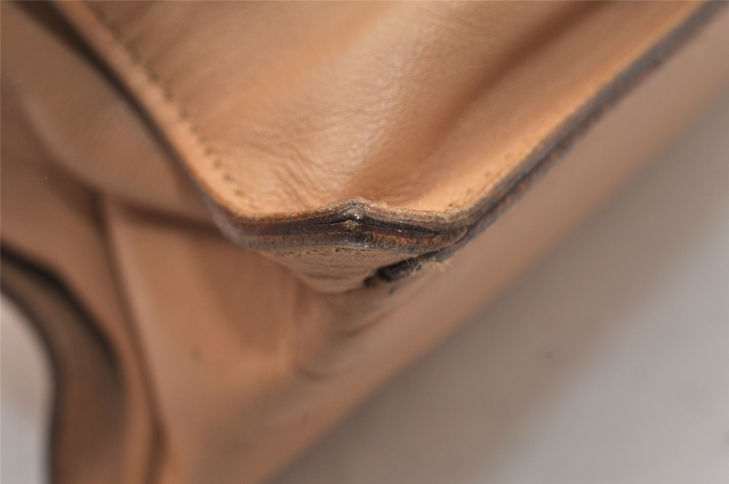 Authentic GUCCI Vintage Shoulder Tote Drawstring Bag Leather 01702 Beige 5649K