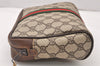 Authentic GUCCI Web Sherry Line Clutch Hand Bag Purse GG PVC Leather Brown 5650K