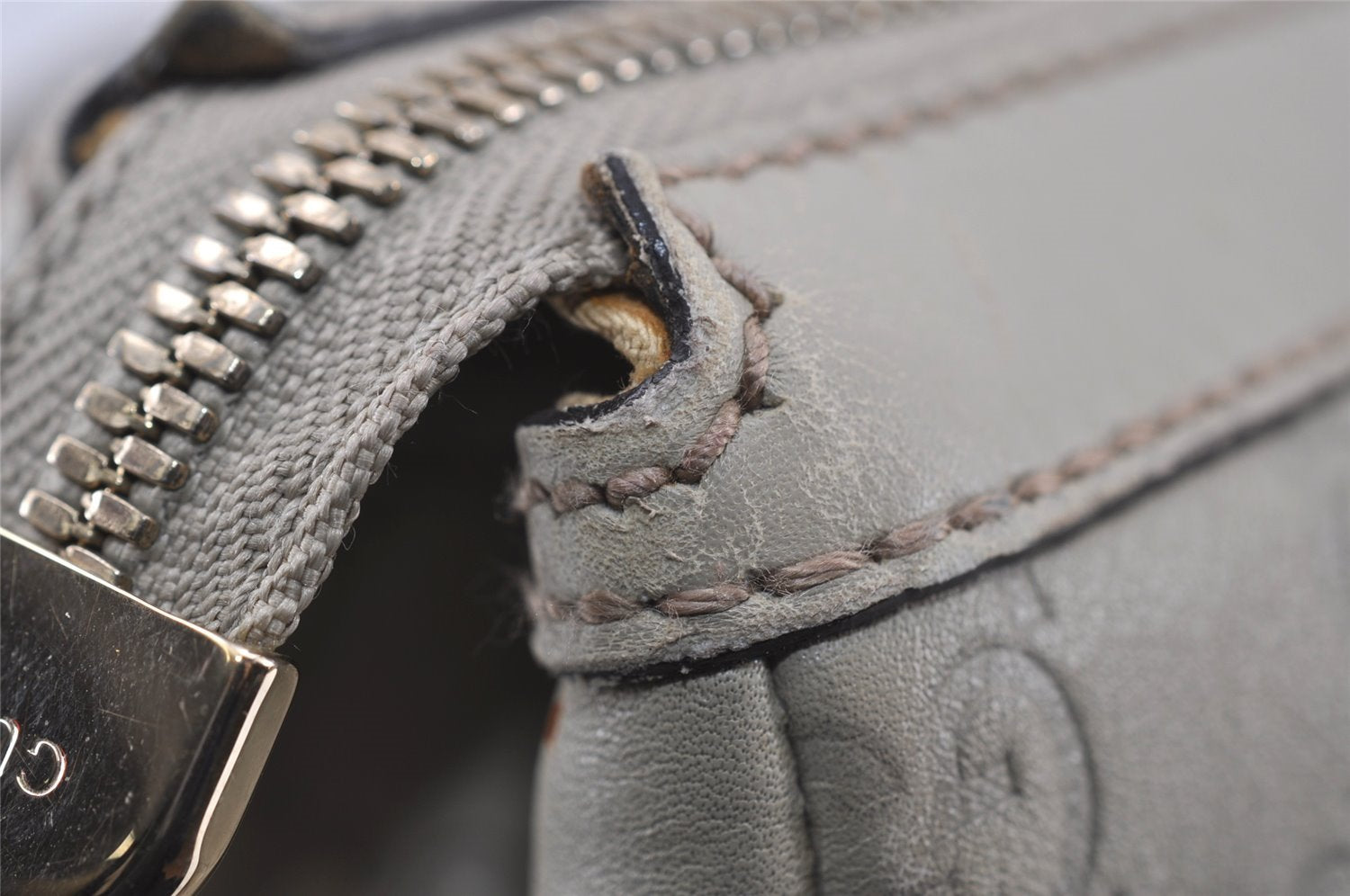 Authentic GUCCI Guccissima Princy Tote Bag GG Leather 177052 White 5651I