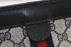 Authentic GUCCI Sherry Line Clutch Hand Bag Purse GG PVC Leather Navy Blue 5651K