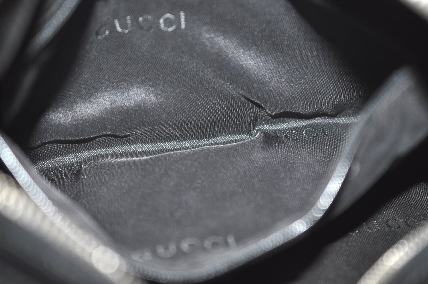 Authentic GUCCI Shoulder Bag Purse GG Canvas Leather 0013812 Black 5653I