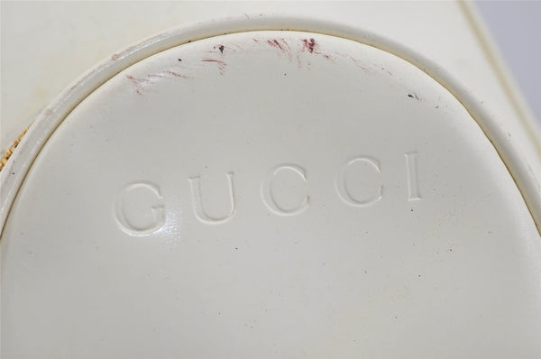 Authentic GUCCI Bamboo Shoulder Cross Body Bag Purse Enamel White Junk 5654J
