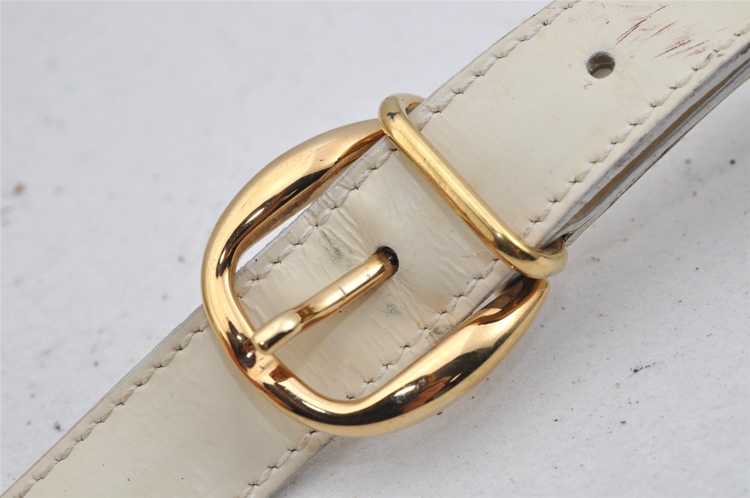 Authentic GUCCI Bamboo Shoulder Cross Body Bag Purse Enamel White Junk 5654J