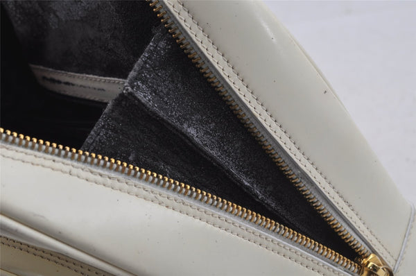 Authentic GUCCI Bamboo Shoulder Cross Body Bag Purse Enamel White Junk 5654J