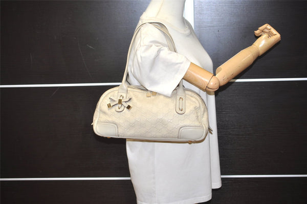 Authentic GUCCI Guccissima Princy GG Leather Shoulder Bag 161720 White 5655I