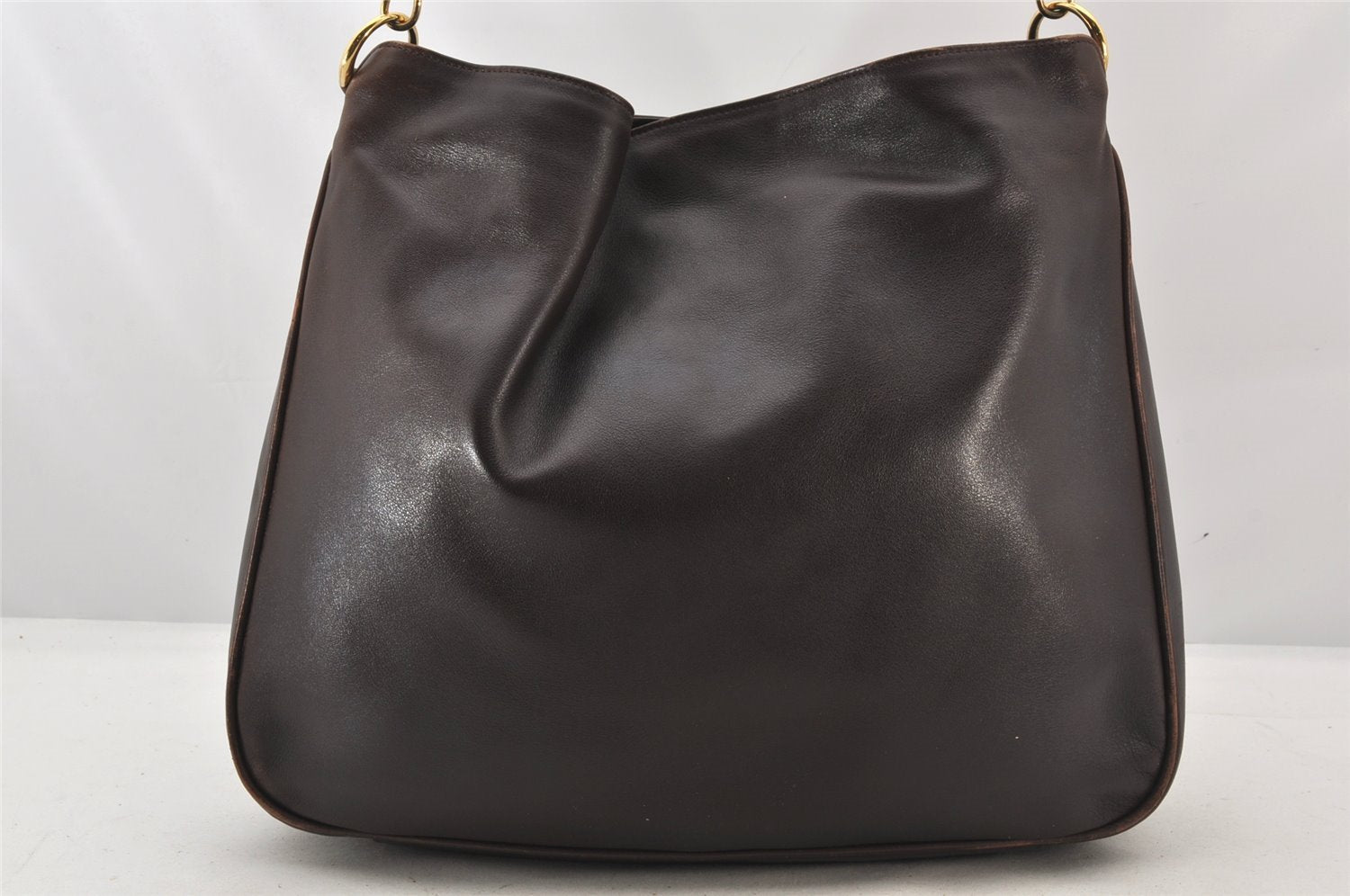 Authentic GUCCI Vintage Bamboo 2Way Shoulder Hand Bag Leather Brown Junk 5655K