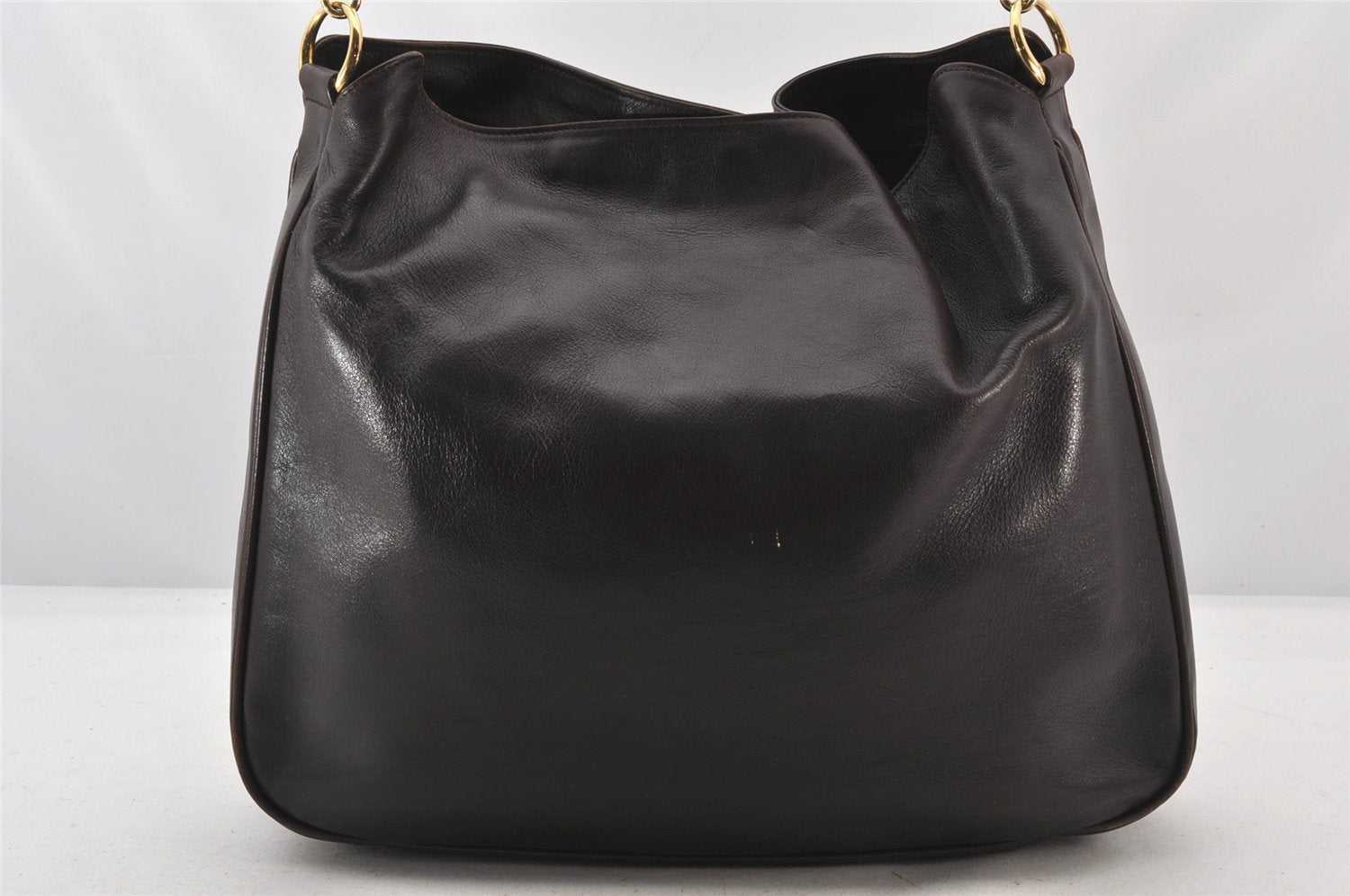 Authentic GUCCI Vintage Bamboo 2Way Shoulder Hand Bag Leather Brown Junk 5655K