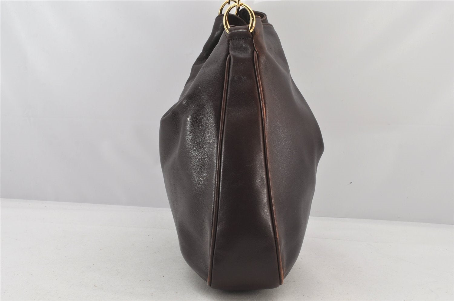 Authentic GUCCI Vintage Bamboo 2Way Shoulder Hand Bag Leather Brown Junk 5655K