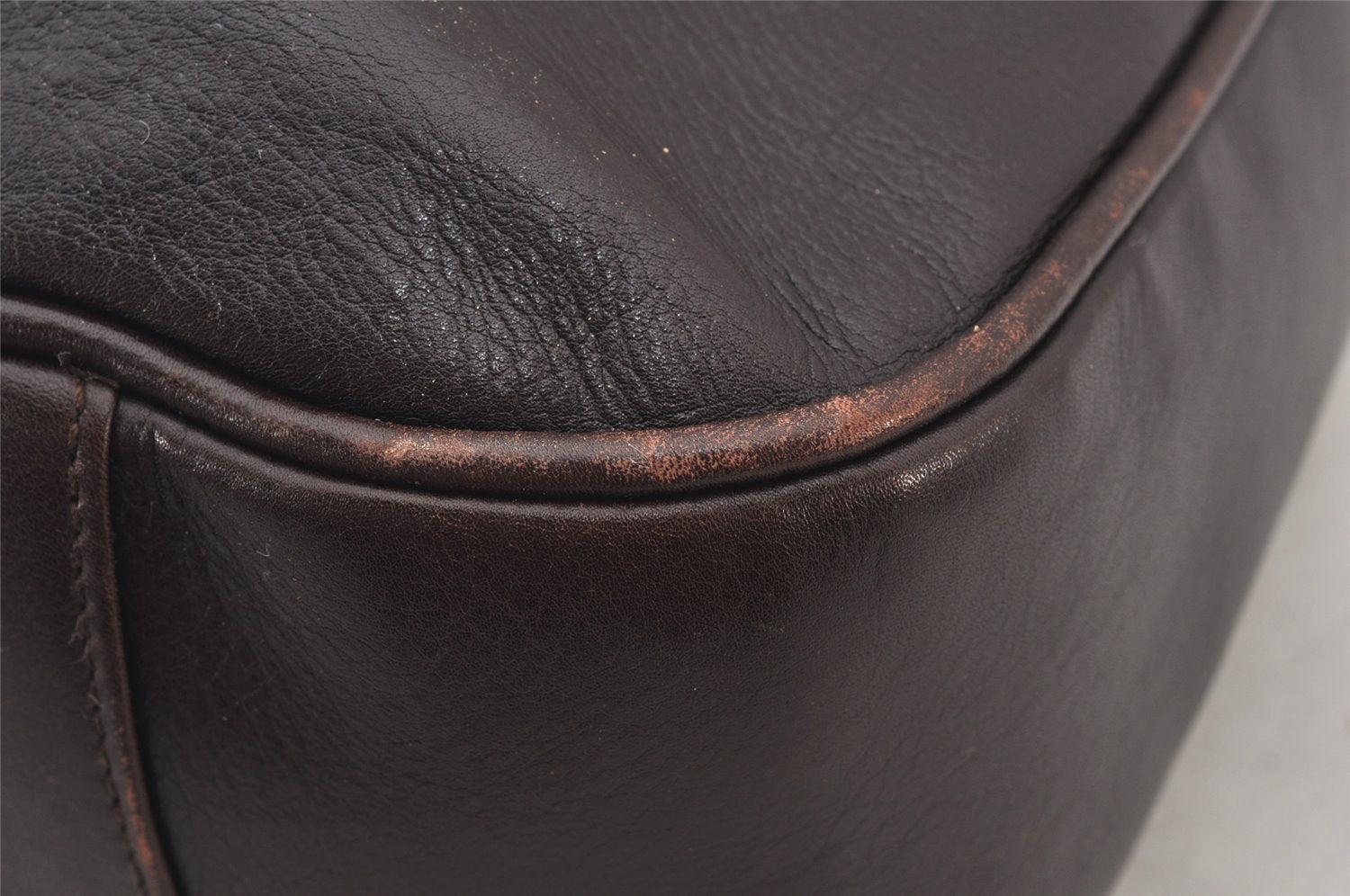 Authentic GUCCI Vintage Bamboo 2Way Shoulder Hand Bag Leather Brown Junk 5655K