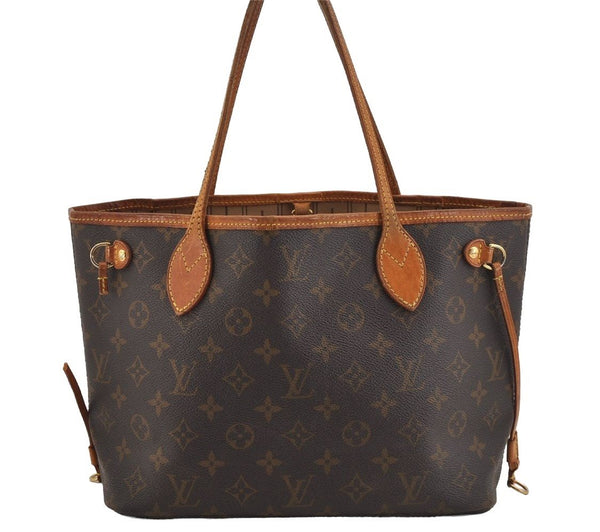 Authentic Louis Vuitton Monogram Neverfull PM Shoulder Tote Bag M40155 LV 5656J