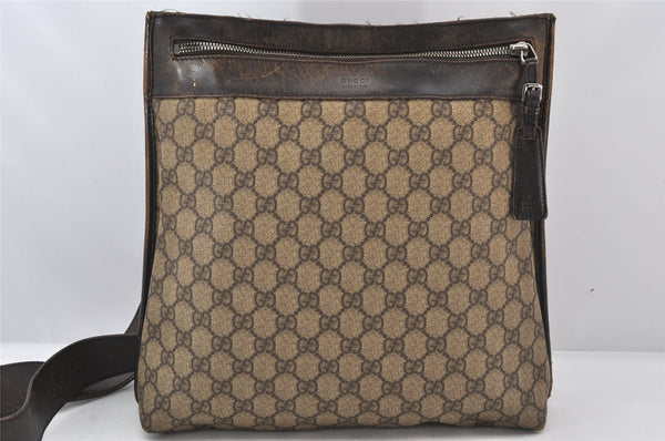 Authentic GUCCI Vintage Shoulder Cross Body Bag GG PVC Leather 92560 Brown 5656K