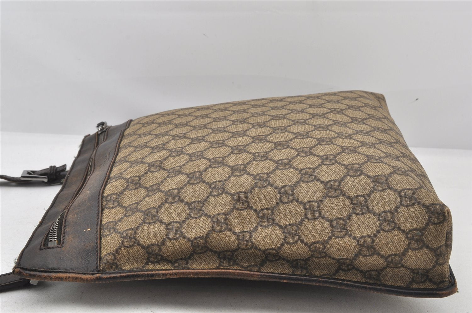 Authentic GUCCI Vintage Shoulder Cross Body Bag GG PVC Leather 92560 Brown 5656K