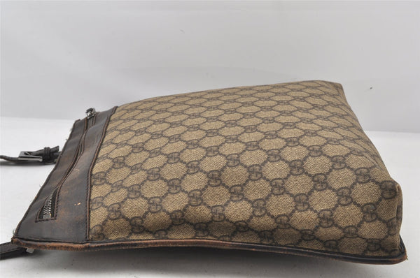 Authentic GUCCI Vintage Shoulder Cross Body Bag GG PVC Leather 92560 Brown 5656K