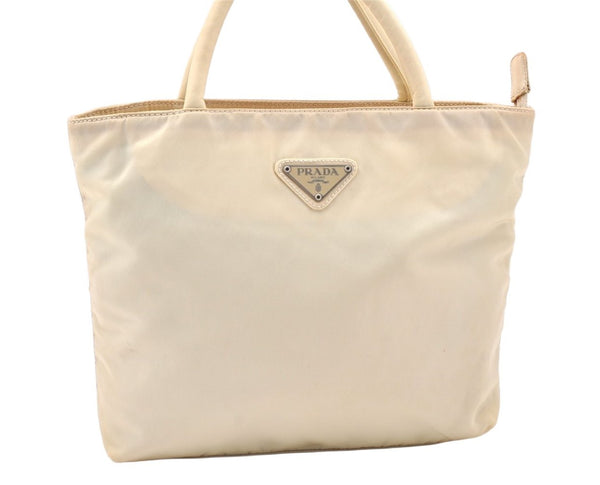 Authentic PRADA Vintage Nylon Tessuto Tote Hand Bag White Cream 5657K