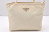 Authentic PRADA Vintage Nylon Tessuto Tote Hand Bag White Cream 5657K