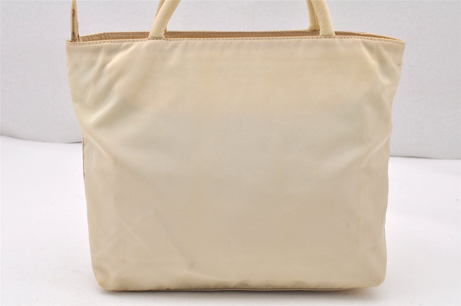 Authentic PRADA Vintage Nylon Tessuto Tote Hand Bag White Cream 5657K