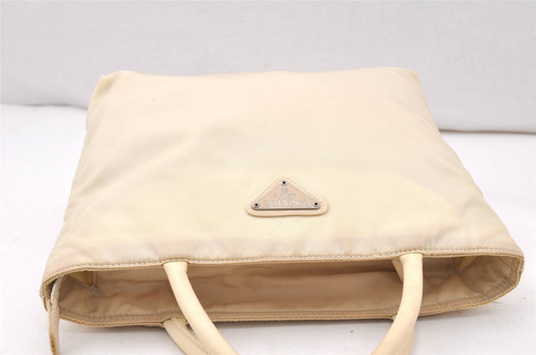 Authentic PRADA Vintage Nylon Tessuto Tote Hand Bag White Cream 5657K