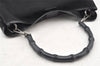 Authentic GUCCI Bamboo Shoulder Hand Bag Purse Mesh Leather 0015577 Black 5658K