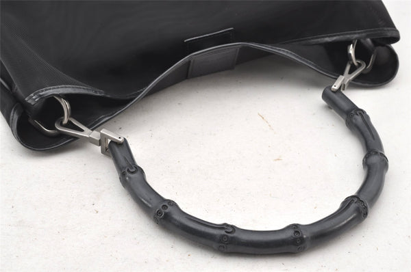 Authentic GUCCI Bamboo Shoulder Hand Bag Purse Mesh Leather 0015577 Black 5658K