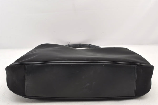 Authentic GUCCI Bamboo Shoulder Hand Bag Purse Mesh Leather 0015577 Black 5658K