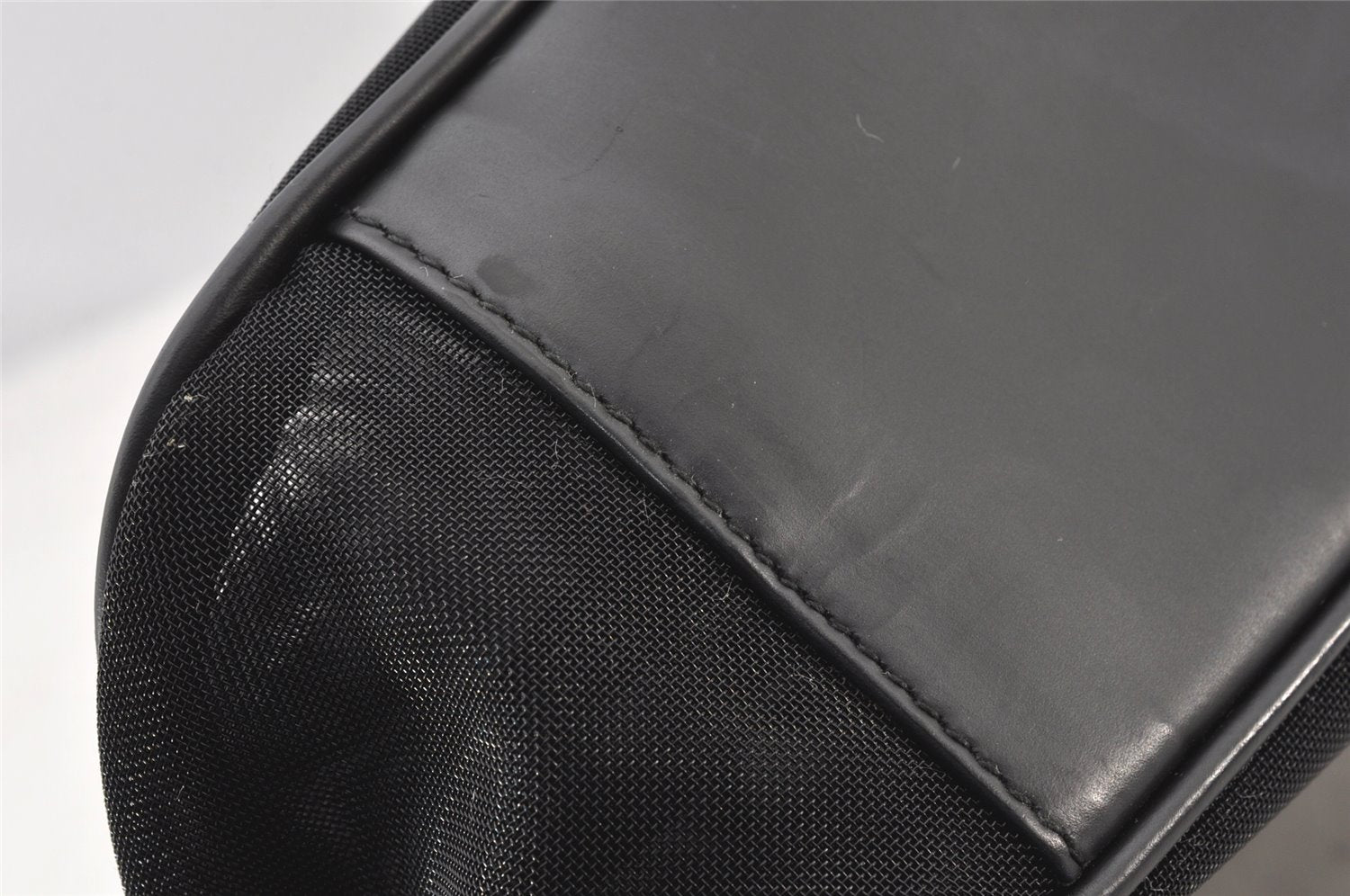 Authentic GUCCI Bamboo Shoulder Hand Bag Purse Mesh Leather 0015577 Black 5658K