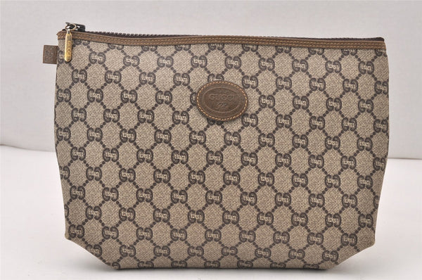 Authentic GUCCI Vintage GG Plus Clutch Hand Bag Purse PVC Leather Brown 5660K