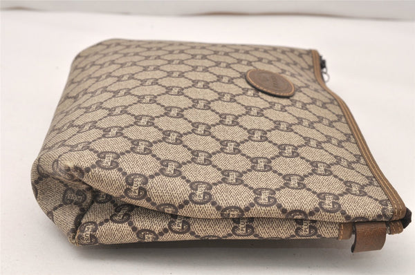 Authentic GUCCI Vintage GG Plus Clutch Hand Bag Purse PVC Leather Brown 5660K