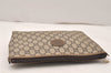 Authentic GUCCI Vintage GG Plus Clutch Hand Bag Purse PVC Leather Brown 5660K