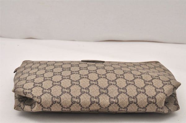 Authentic GUCCI Vintage GG Plus Clutch Hand Bag Purse PVC Leather Brown 5660K