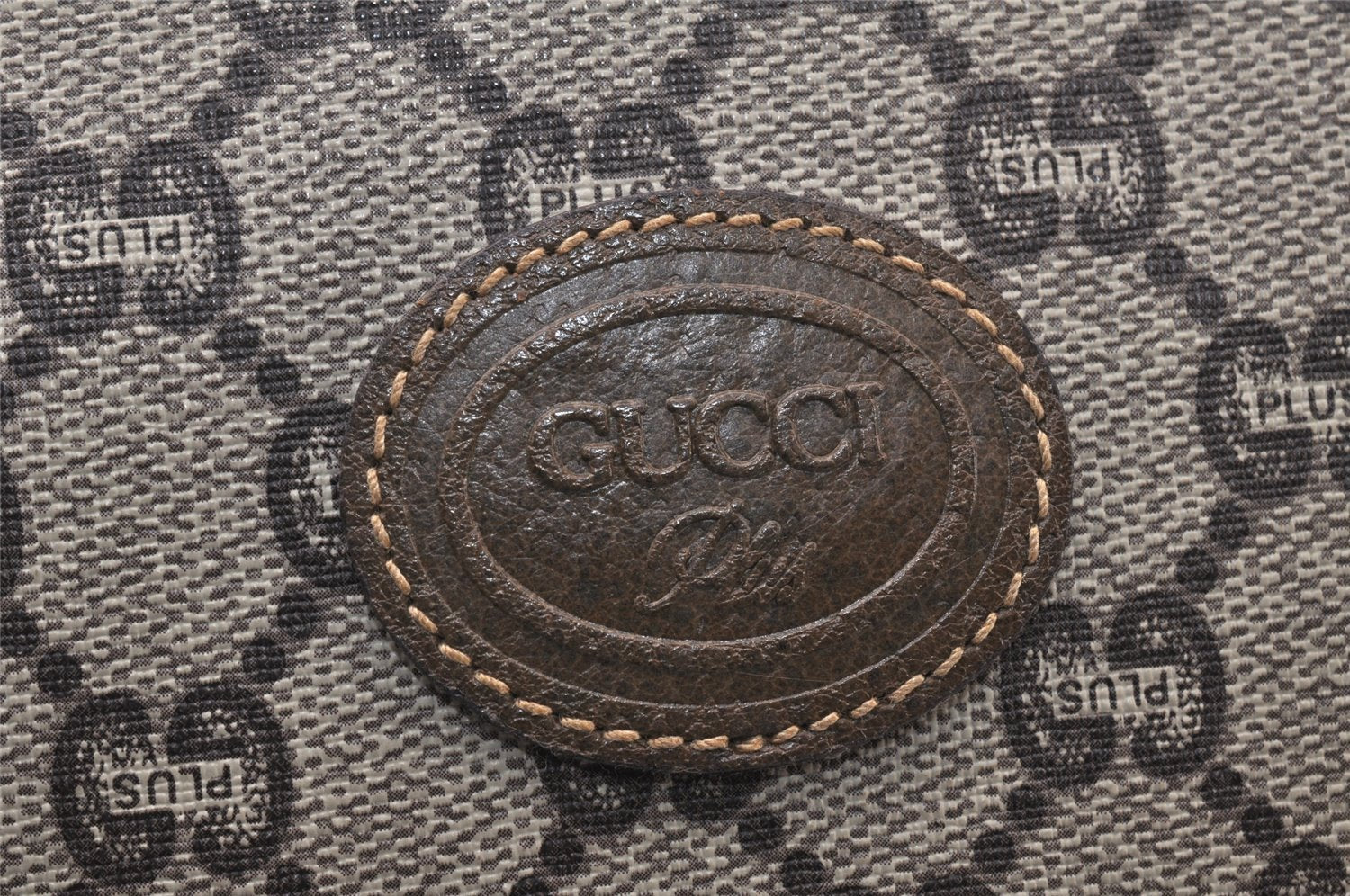 Authentic GUCCI Vintage GG Plus Clutch Hand Bag Purse PVC Leather Brown 5660K