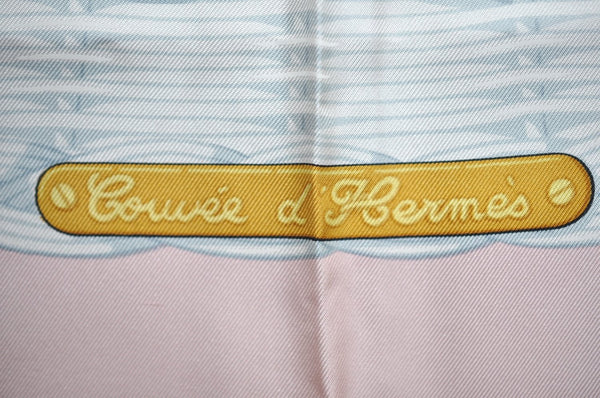 Authentic HERMES Carre 90 Scarf "Couvee d'Hermes " Silk Pink 5661H