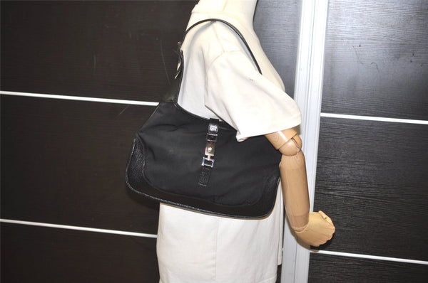 Authentic GUCCI Jackie Shoulder Hand Bag Purse Nylon Leather 0013306 Black 5661I