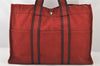 Authentic HERMES Vintage Fourre Tout MM Hand Tote Bag Canvas Red 5662K