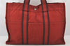 Authentic HERMES Vintage Fourre Tout MM Hand Tote Bag Canvas Red 5662K