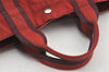 Authentic HERMES Vintage Fourre Tout MM Hand Tote Bag Canvas Red 5662K