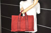 Authentic HERMES Vintage Fourre Tout MM Hand Tote Bag Canvas Red 5662K