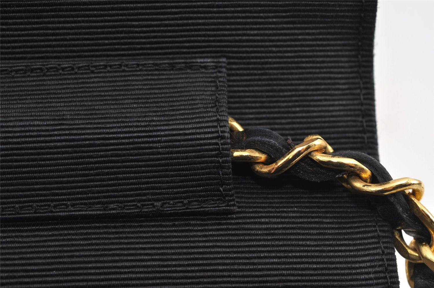 Auth CHANEL Mademoiselle Velour Leather Chain Shoulder Bag Purse Black 5663I